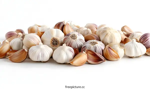 Fresh Garlic Heads and Cloves Closeup