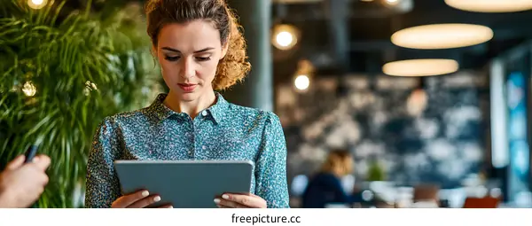 Businesswoman Using Tablet in Office