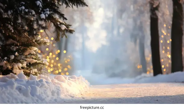 Winter Wonderland Pathway with Christmas Lights