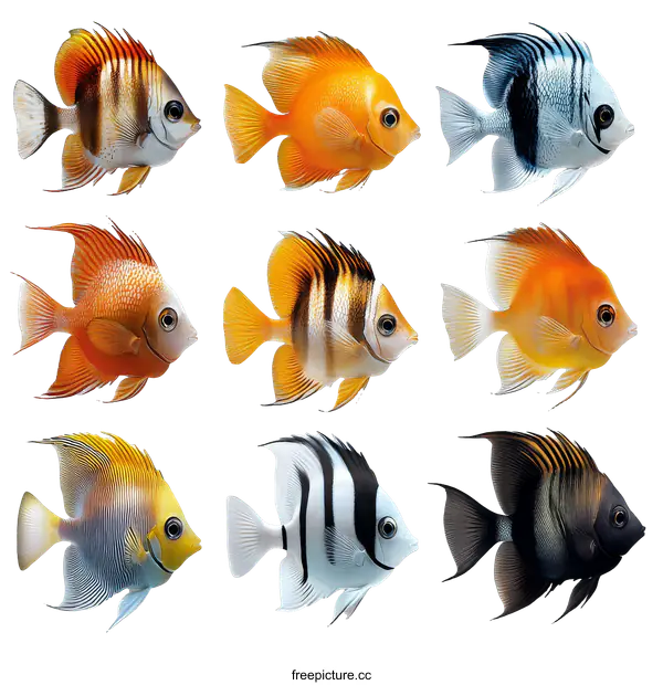 [Transparent Background PNG]Collection of Various Angelfish Species