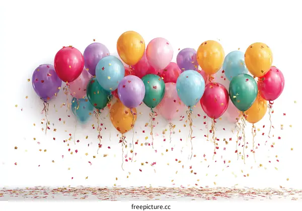 Colorful Balloons and Confetti Celebration Background