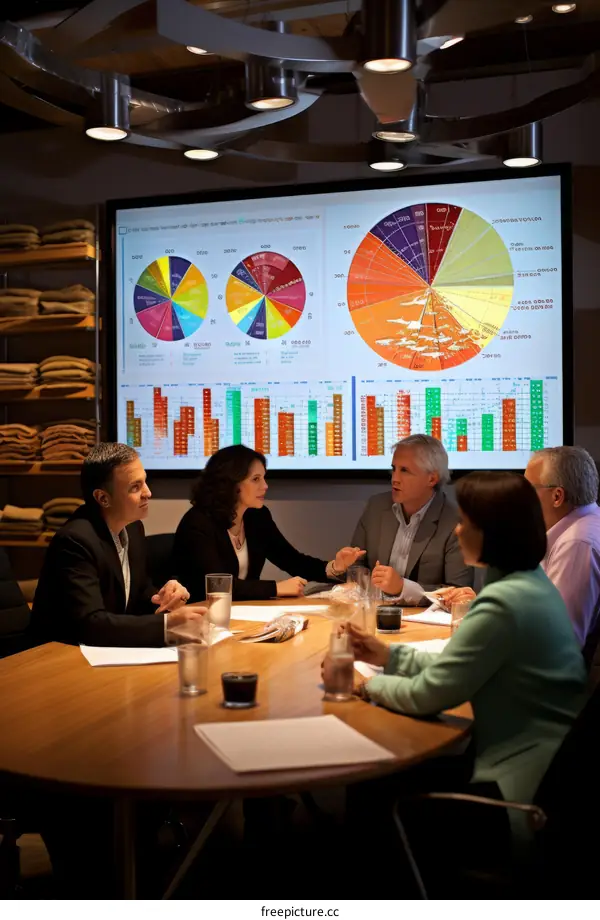 Business people discussing graphs and charts during a meeting