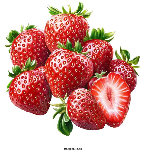 [Transparent Background PNG]Vibrant Illustration of Fresh Strawberries
