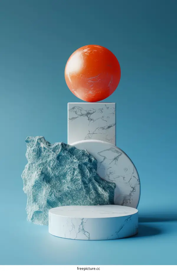 Abstract Geometric Shapes and Forms on a Light Blue Background