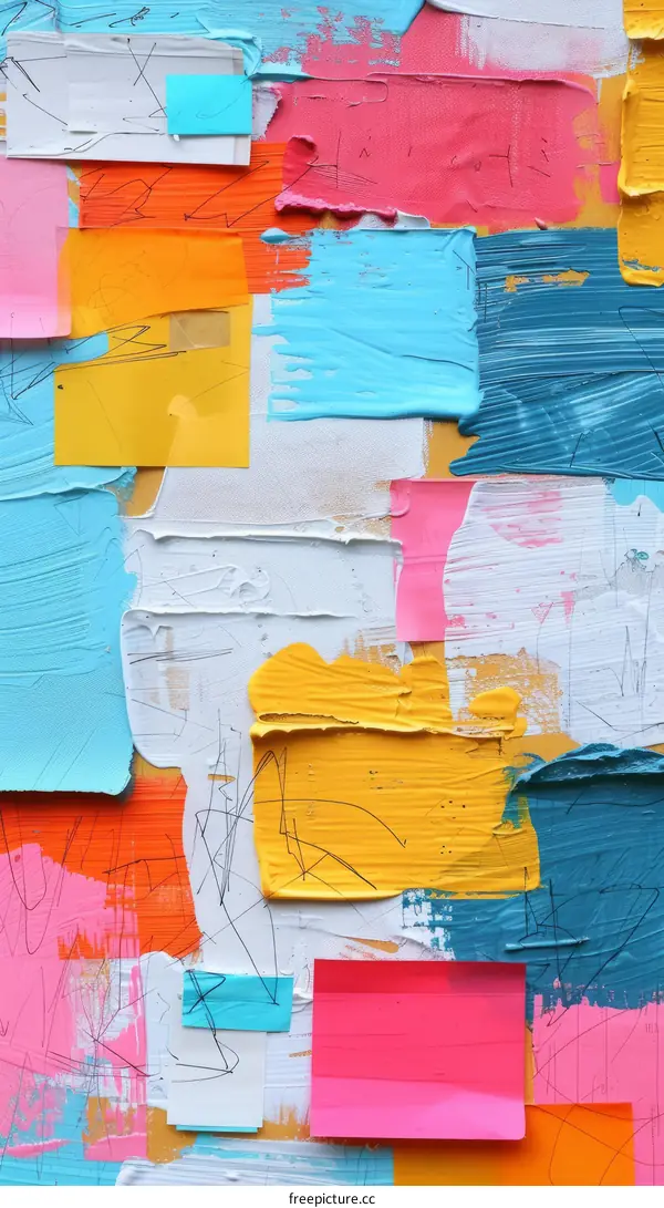 Colorful abstract painting with bright acrylic paints