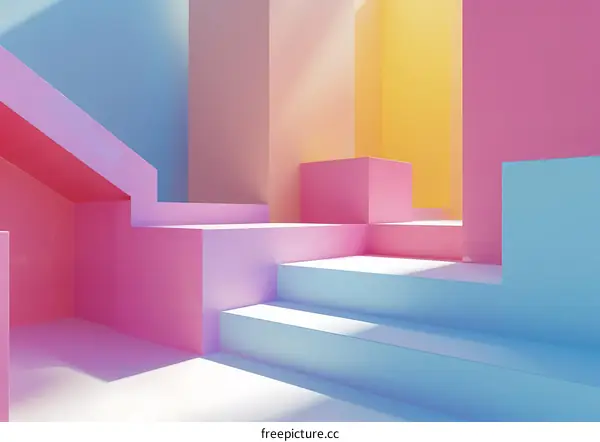 Abstract Minimalist Pastel Colored Geometric Shapes Background