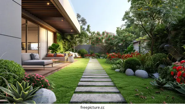 Modern Home with Lush Courtyard Garden