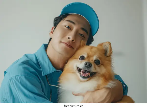 South Korean actor Lee Min Ho poses with a dog