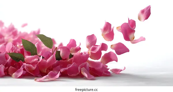 Delicate Rose Petals Floating in the Air