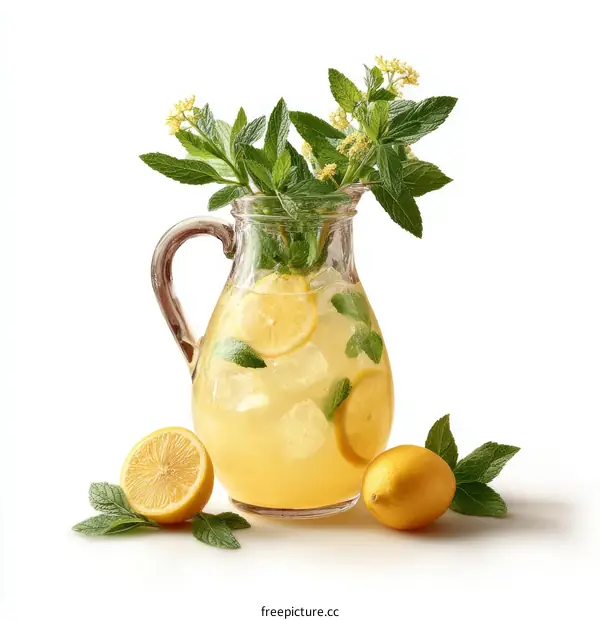 Refreshing Summer Lemonade Pitcher with Fresh Herbs