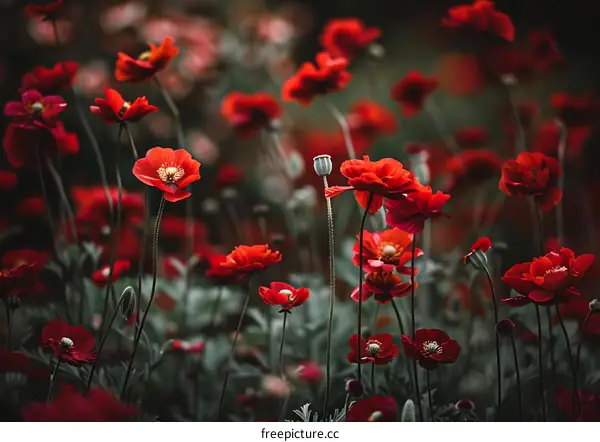 Red Poppy Flowers in a Field