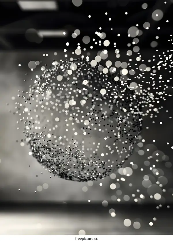 Abstract Black and White Sphere of Light