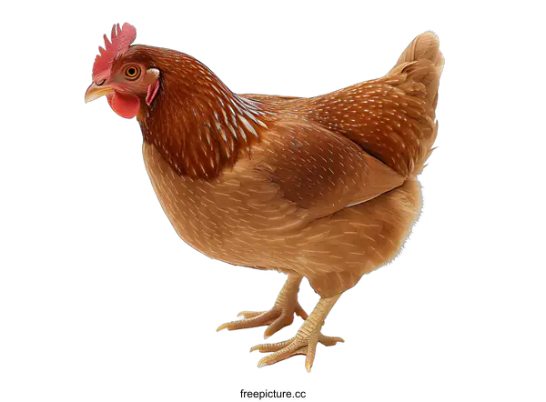 [Transparent Background PNG]A brown hen with a red comb and wattle