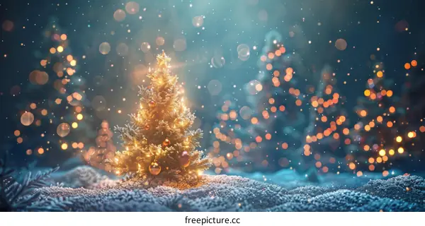 Christmas tree in the snow