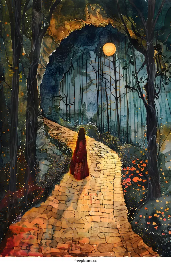 Woman Walking Through Enchanted Forest
