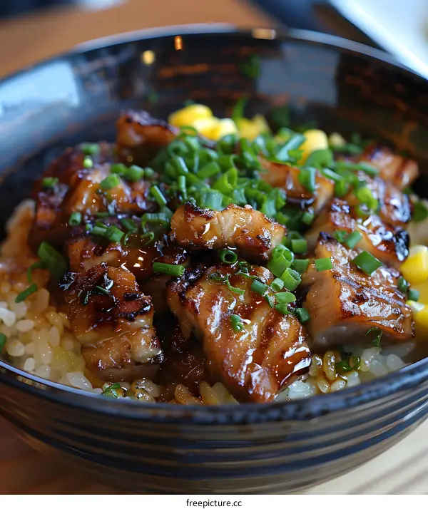 A bowl of Japanese BBQ pork rice