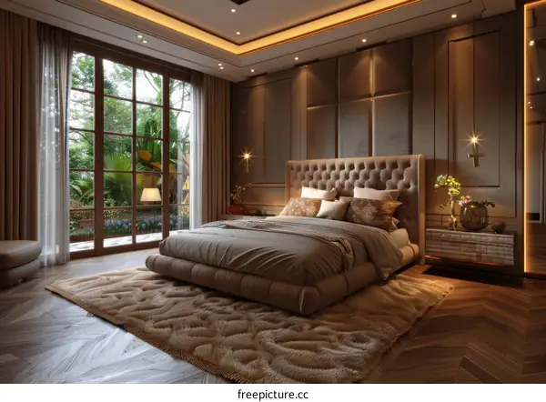 Luxury Bedroom Interior Design with Garden View
