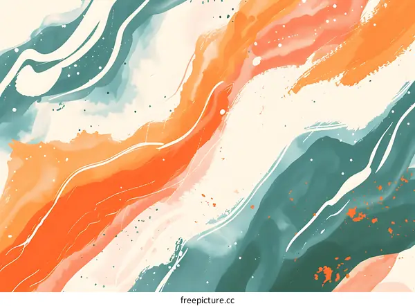 Abstract Watercolor Background with Green and Orange