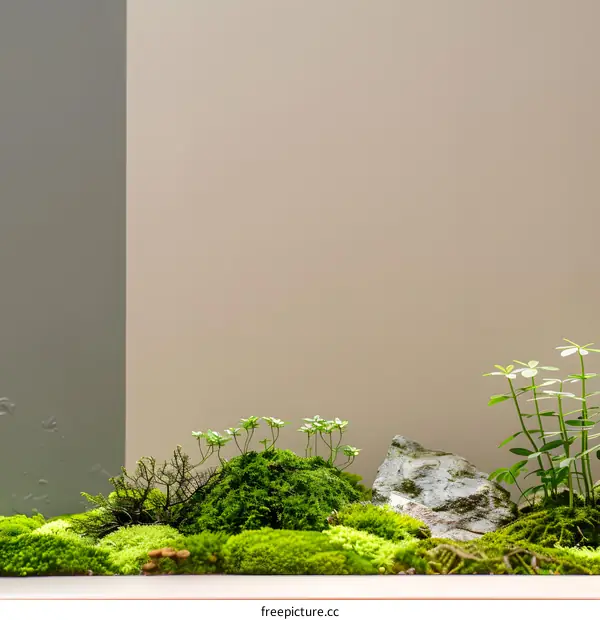 Green Moss and Stone Minimalist Zen Garden Terrarium