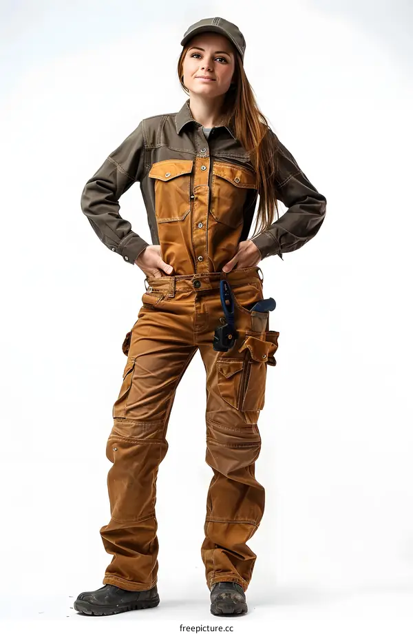 Confident Female Construction Worker in Uniform