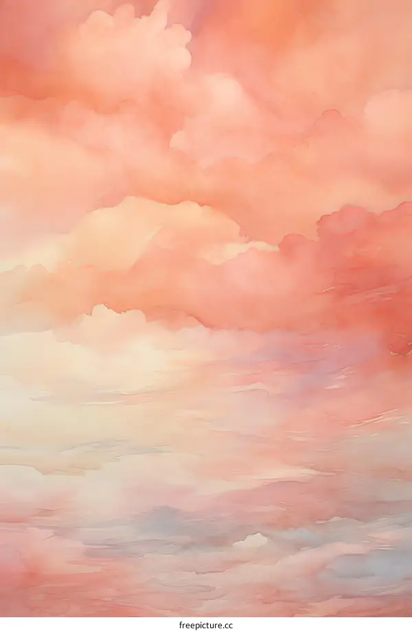 peach sunset cloudscape painting