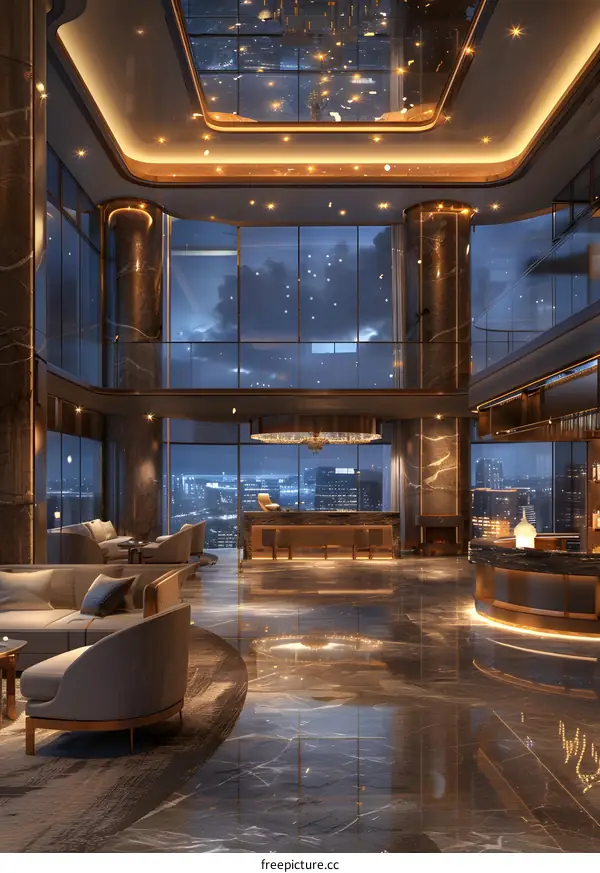 Lavish hotel lobby