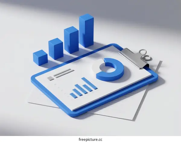 Business Data Analysis with Bar and Pie Charts on Clipboard
