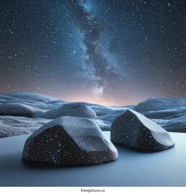Night Sky over a Frozen Landscape