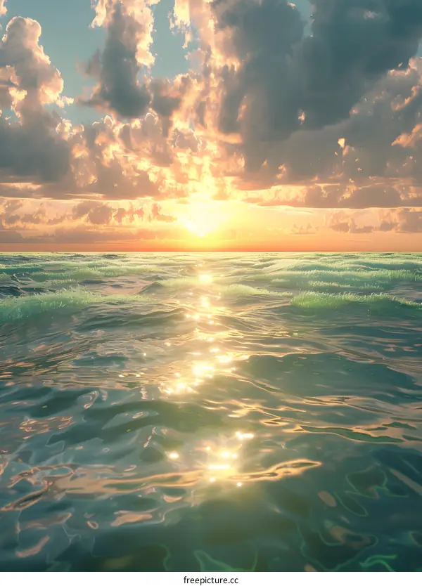 The sea under the sunset