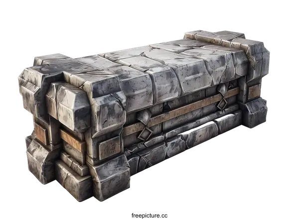 [Transparent Background PNG]Stone box 3D illustration