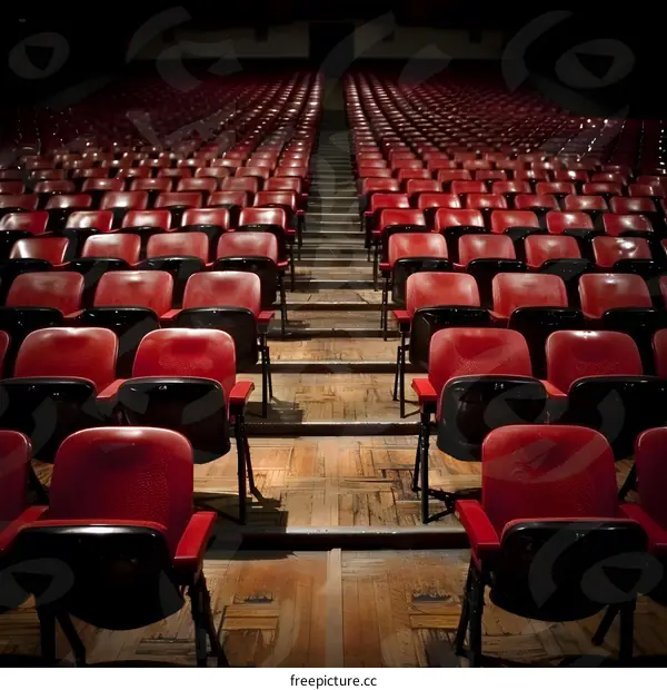 Empty Red Seats In An Auditorium