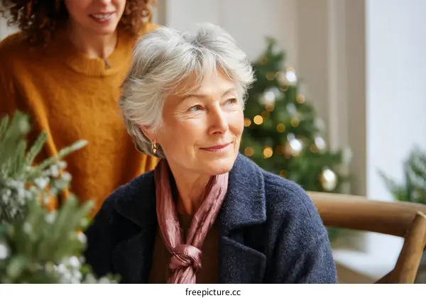 A Thoughtful Senior Woman During the Holiday Season