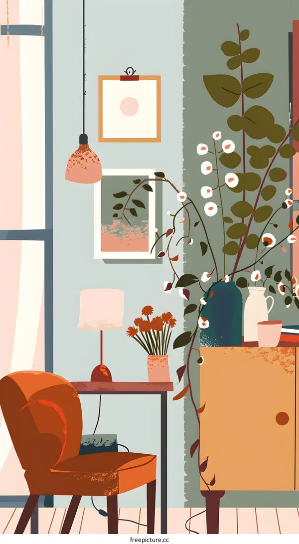 Modern Home Interior Design with Plants and Furniture