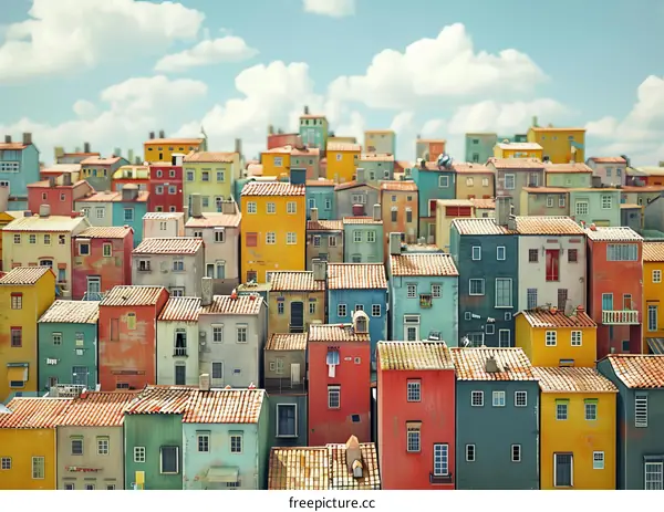 Colorful Miniature Cityscape Illustration