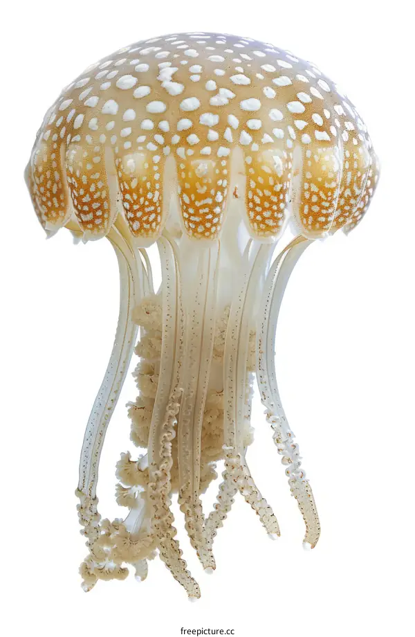 A beautiful jellyfish with long, trailing tentacles.