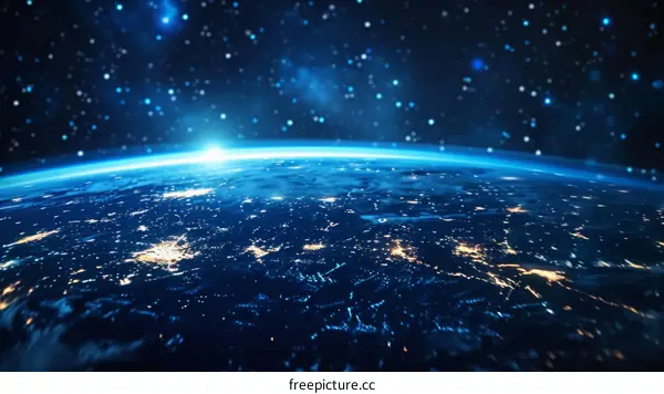 Earth from space showing city lights at night