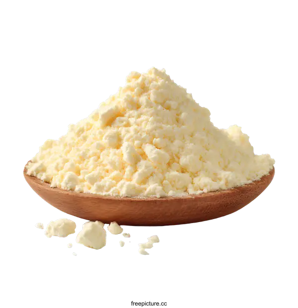 [Transparent Background PNG]Pile of Yellow Flour in Wooden Bowl