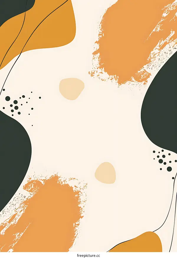 Abstract Background with Orange, Green, and Black Shapes