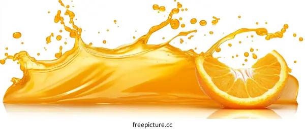 Orange Juice Splashing and Sliced Orange
