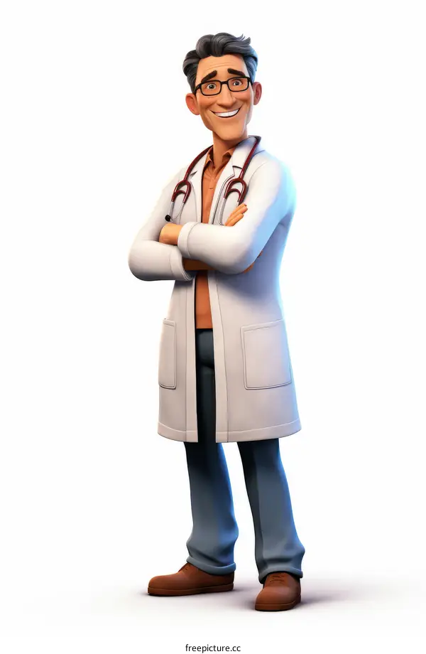 Male doctor wearing white coat with stethoscope