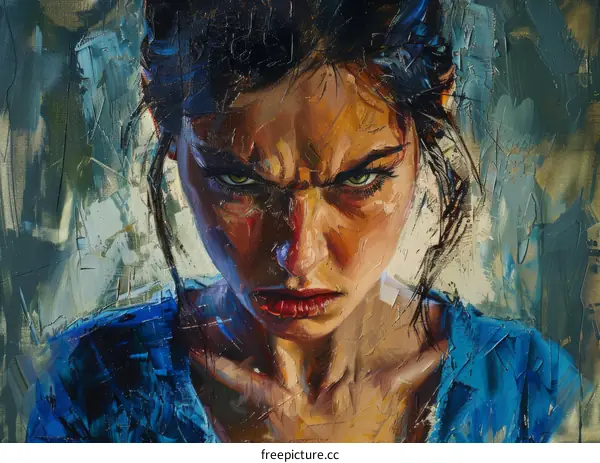 Close Up Portrait of a Woman with an Angry Expression