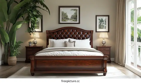 Classic Wooden Bedroom Furniture Set with Elegant Decor