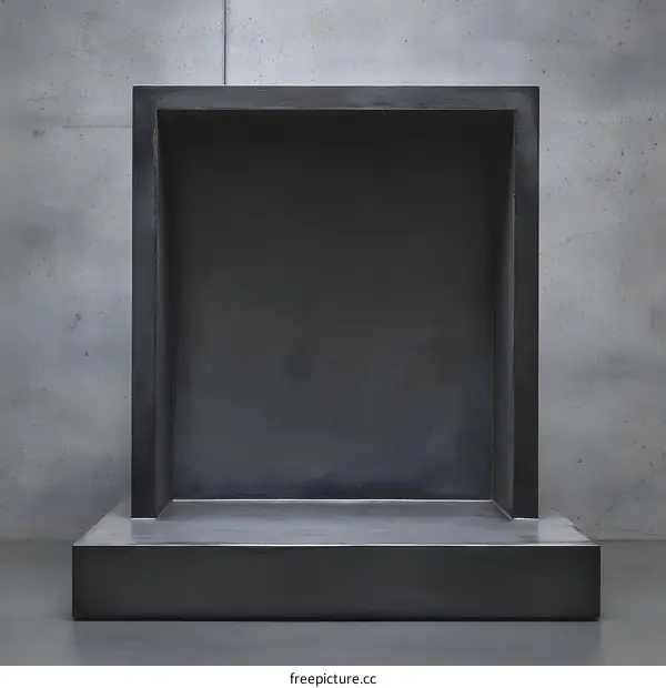 Concrete Recessed Shelf Against Gray Wall