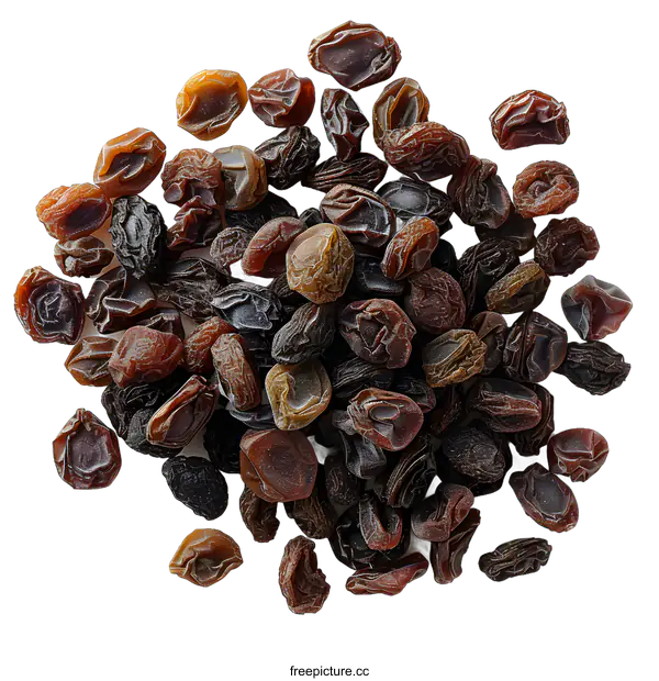 [Transparent Background PNG]Dried black Corinth raisins on a white background