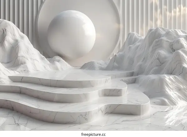 Abstract White Marble Stagescape Design