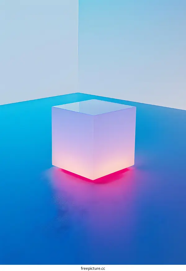 Abstract Cube with Neon Lights