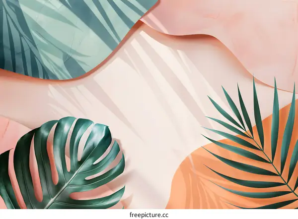 Tropical Leaves with Shadows Background