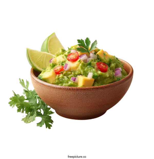 [Transparent Background PNG]Delicious Guacamole in a Bowl
