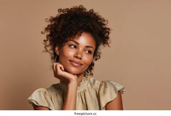Thoughtful Black Woman Fashion Portrait