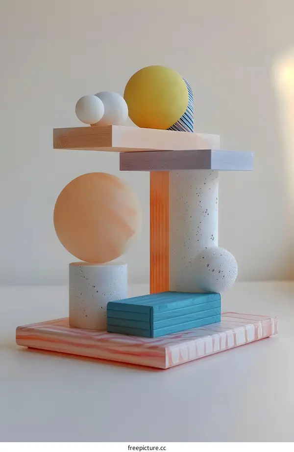 Modern sculpture made of geometric shapes